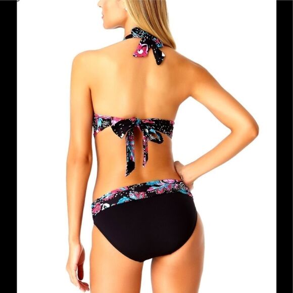 Anne Cole black floral bikini. L-top/M-bottom. NWT - Picture 5 of 14